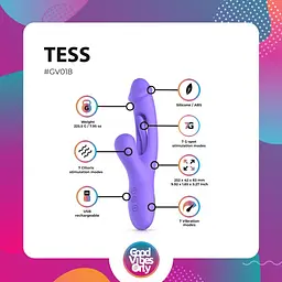 Вібратор-кролик із вагінальним відростком Good Vibes Only - Tess Rabbit Vibrator with G-Spot Stimulator - мініатюра 11