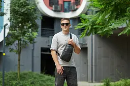 Чоловіча нагрудна сумка бананка зі шкіри на плечі 31х17х9 Tiding Bag 79906 чорна 17 см - мініатюра 4