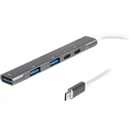 Концентратор Maxxter USB-C to 1xUSB 3.0 + 2xUSB 2.0 + 1xUSB-C PD100W + 1xUSB-C (HU3C-4P1PD-01)