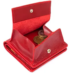 Вертикальне глянсове портмоне з накладною монетницею Grande Pelle 11331 червоне - мініатюра 10