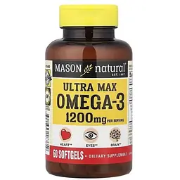 Омега-3 Mason Natural Ultra Max 1200 мг 60 гелевих капсул