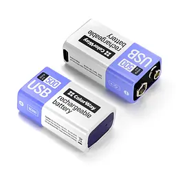 Акумулятор Крона USB-С 390 mAh 9V (Li-Polymer) ColorWay (CW-UB9V-06) - мініатюра 2