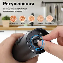 Електричний перечниця-млин Semi Electric pepper mill з підсвічуванням, Black з регулятором помелу - мініатюра 2
