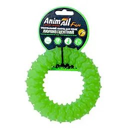 Іграшка AnimAll Fun кільце з шипами для собак люмінесцентна 12 см зелена