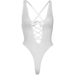 Мереживне боді Leg Avenue Floral lace Thong teddy White, One Size - мініатюра 8