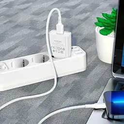 Адаптер мережевий BOROFONE Lightning Cable Aspirer single port charger set BA74A 1USB білий - мініатюра 9