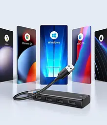 USB хаб Ugreen USB - 4x USB 3.0 + Type-C Додаткове живлення 10W (5V/2A) 0.2м 5 в 1 5 Гбіт/с USB-A Концентратор Док-станція HUB (15548) - мініатюра 10