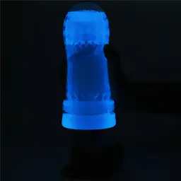 Мастурбатор Lovetoy Lumino Play Crystal Ribbed що світиться у темряві, 20.5х8 см (прозорий) - мініатюра 7