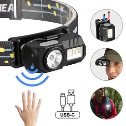 Ліхтар налобний T131-XPE+3SMD із сенсорним керуванням кліпса магніт Li-Ion акумулятор Type-C Чорний - мініатюра 4
