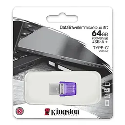 Флеш-накопичувач Kingston DT Duo 3C 64GB (DTDUO3CG3/64GB) - мініатюра 3