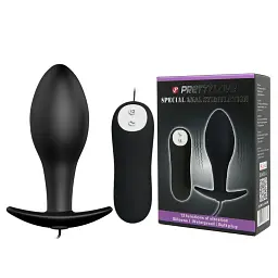 Анальна пробка з вібрацією Pretty Love Vibrating Butt Plug Black, 8,5х3,1 см, чорний - мініатюра 9
