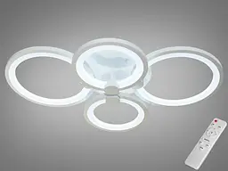 Люстра стельова LED Diasha 8022/4WH, 70W, 3850 лм, білий акрил, сучасний стиль, Ø40 см, IP20, з пультом, димером
