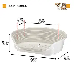 Пластиковий лежак для собак і котів Ferplast Siesta Deluxe 6 рожевий 70,5×52×23,5 см 70206916 - мініатюра 2