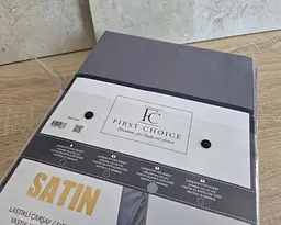 Турецьке простирадло на резинці First Choice 160х200х30 + 2 наволочки 50х70 сатин Dark Grey - мініатюра 4