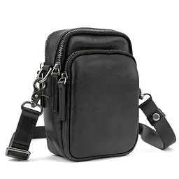 Месенджер маленький шкіряний чорний TIDING BAG 333-1A
