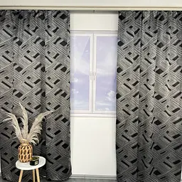 Жакардові штори "геометрія" чорного кольору на тасьмі 2шт. 150х270 ALBO pbe0052389 - мініатюра 6