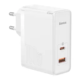 Адаптер мережевий Baseus Type-C to Typc-C cable GaN5 Pro Fast Charger 1USB і 1Type-C 100W білий - мініатюра 2