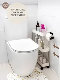 Етажерка для ванної WallyHome, пластикова біла на колесах, 3 полиці - мініатюра 2