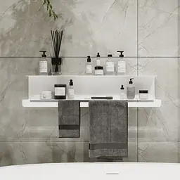 Полиця в ванну кімнату Nice & Cozy Towel shelf з тримачем для рушників біла - мініатюра 3