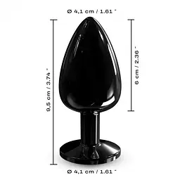 Металева анальна пробка з прикрасою у вигляді кристала Dorcel - Diamond Plug, чорна L - мініатюра 3