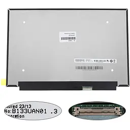 Матриця 13.3" B133UAN01.3 (1920*1200 30pin(eDP IPS) LED SLIM(без планок та вушок) матова роз'єм праворуч внизу) для ноутбука