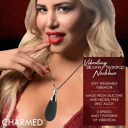 Кольє з підвіскою вібратором Charmed Vibrating Silicone Teardrop Neckl, 90 см (чорний) - мініатюра 5