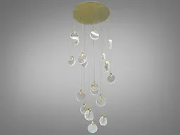 Стельова люстра LED Diasha 3008/18G, 32W, золото, сучасний стиль для холу, вітальні, спальні, 18 ламп, IP20, регулювання висоти