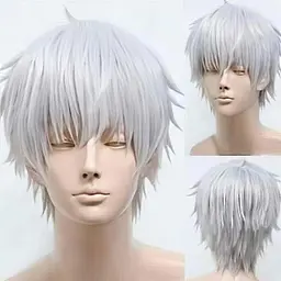 Чоловіча перука для косплею персонажа Sakata Gintoki з манги Gintama 25 см Сірий - мініатюра 3