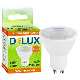 Лампочка Delux 6Вт 4100K 220В GU10 (90019263) - мініатюра 3