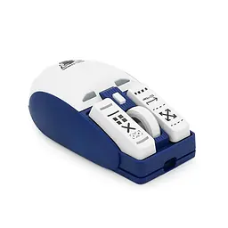 Миша бездротова JEDEL WD149, 1200/2400/3200DPI, 2.4 GHz+Bluetooth 5.0, 3.7V 500mAh, Type-C заряджання. 112x60x40 мм. White/Blue