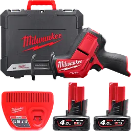 Пила шабельна акумуляторна MILWAUKEE M12CHZ-402C M12 (зарядний пристрій , 2 акумулятори, кейс)
