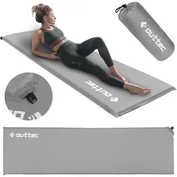Самонадувний килимок Outtec 180х53х4см гладкий сірий - мініатюра 8
