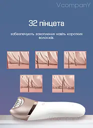 Епілятор жіночий з 5 насадками Geemy, Пемза, Масажер, Бритва, бездротовий депілятор, волога епіляція з підсвічуванням
 - мініатюра 6