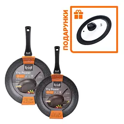 Набір сковорідок Fry Power 26 см та 28 см + скляна кришка універсальна - мініатюра 10