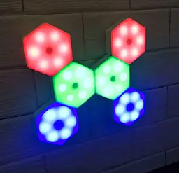 Модульний LED світильник сенсорний настінний шестигранний з пультом 6 шт UKC білий - мініатюра 18