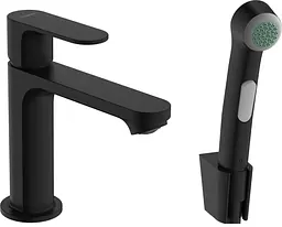 Змішувач Hansgrohe Rebris S 110 для умивальника з гігієнічною лійкою Matt Black 72215670, Чорний матовий