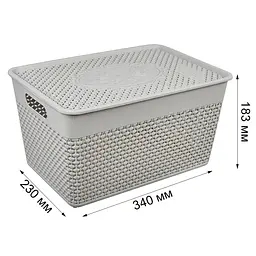 Кошик з кришкою Stars Plast бежевий 12 л (94256/беж) - мініатюра 2