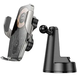 Тримач з бездротовою зарядкою HOCO HW27 Traveler infrared RGB wireless car holder (center console) 15W - мініатюра 4