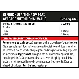 Жирні кислоти Genius Nutrition Omega 3, 90 капсул  - мініатюра 2