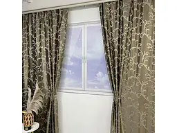 Жакардові штори кавового кольору з вензелем на тасьмі 2шт. 150х270 ALBO pbe0052391 - мініатюра 2