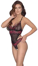 Боді Cottelli Collection Crotchless otwarte, L/XL (чорний) - мініатюра 2