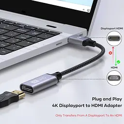 Адаптер Tanzato DisplayPort → HDMI 4K для ноутбуків, ПК і телевізорів - мініатюра 5