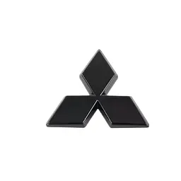 Емблема Mitsubishi 90х78 мм Чорна Пластик на скотчі (Завод)