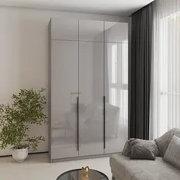 Шафа 3-дверна з антресоллю MebelStar Оскар Gloss BL-B, блок шухляд 150x52x260 см Сіра мишка/Сірий (MBS-5484)