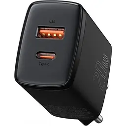 Зарядний пристрій Baseus Compact Quick Charger U+C 20W EU black (CCXJ-B01) - мініатюра 2