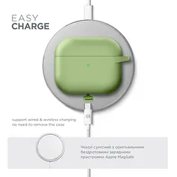 Силіконовий чохол для навушників Apple AirPods 3, Hang Case, зелений, ультратонкий захисний кейс товщиною 2 мм, захист від подряпин, пилу та ударів, компактний, з карабіном для кріплення, ArmorStandart (ARM60315) - мініатюра 7