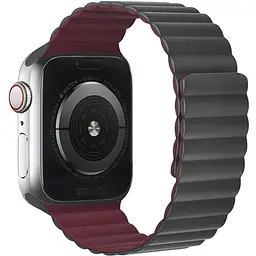 Ремінець силіконовий Hoco iWatch WA07 magnetic 42/ 44/ 45/ 49 mm grey червоний wine