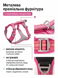 Шлея для собак Duomm No-Pull з повідцем, регульована та світловідбивна рожевий, S - мініатюра 2
