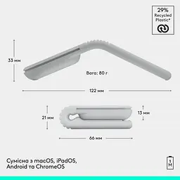 Миша Logitech Mobi Fold Wireless Mouse White (910-007631) - мініатюра 3