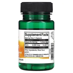 Біотин, Biotin 5000 мкг - 30 капсул - мініатюра 2